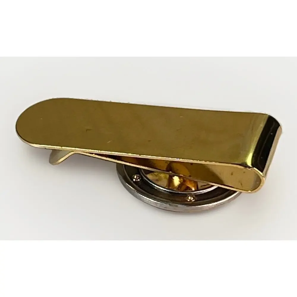 Texas Lone Star Gold Tone Money Clip Western Engraved Round Medallion